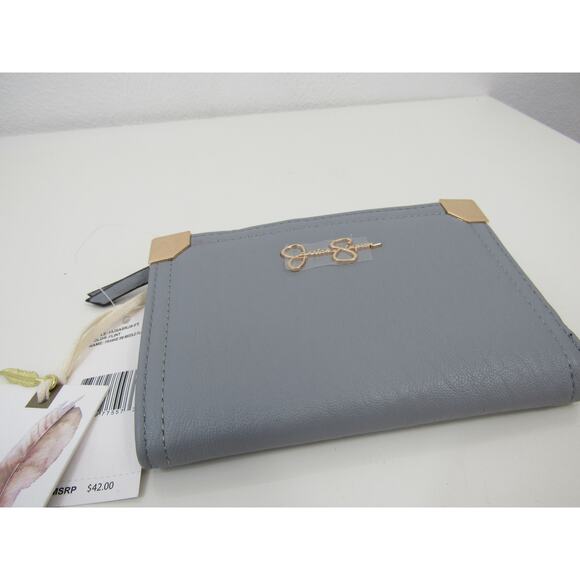 NWT Jessica Simpson Frankie SM Middle Flap Wallet Gray Gold Flint NEW - Picture 2 of 7